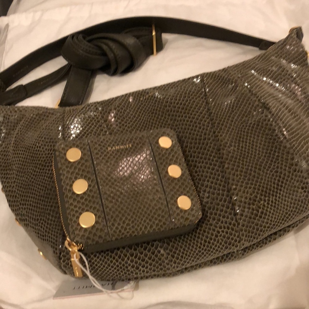 HAMMITT Morgan Shoulder/Crossbody Bag & 5 North Wallet Bistro Green Snake NWT